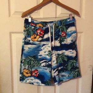 Gap Tropical Themed Print Swim Trunks Mens XS